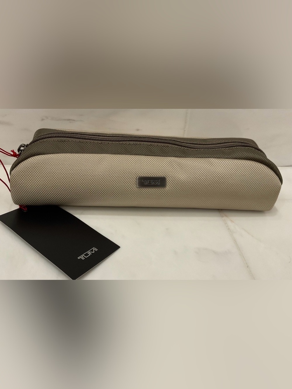 NEW - TUMI Zippered Ballistic Nylon Pencil Case - Cord Pouch - TONAL SAND